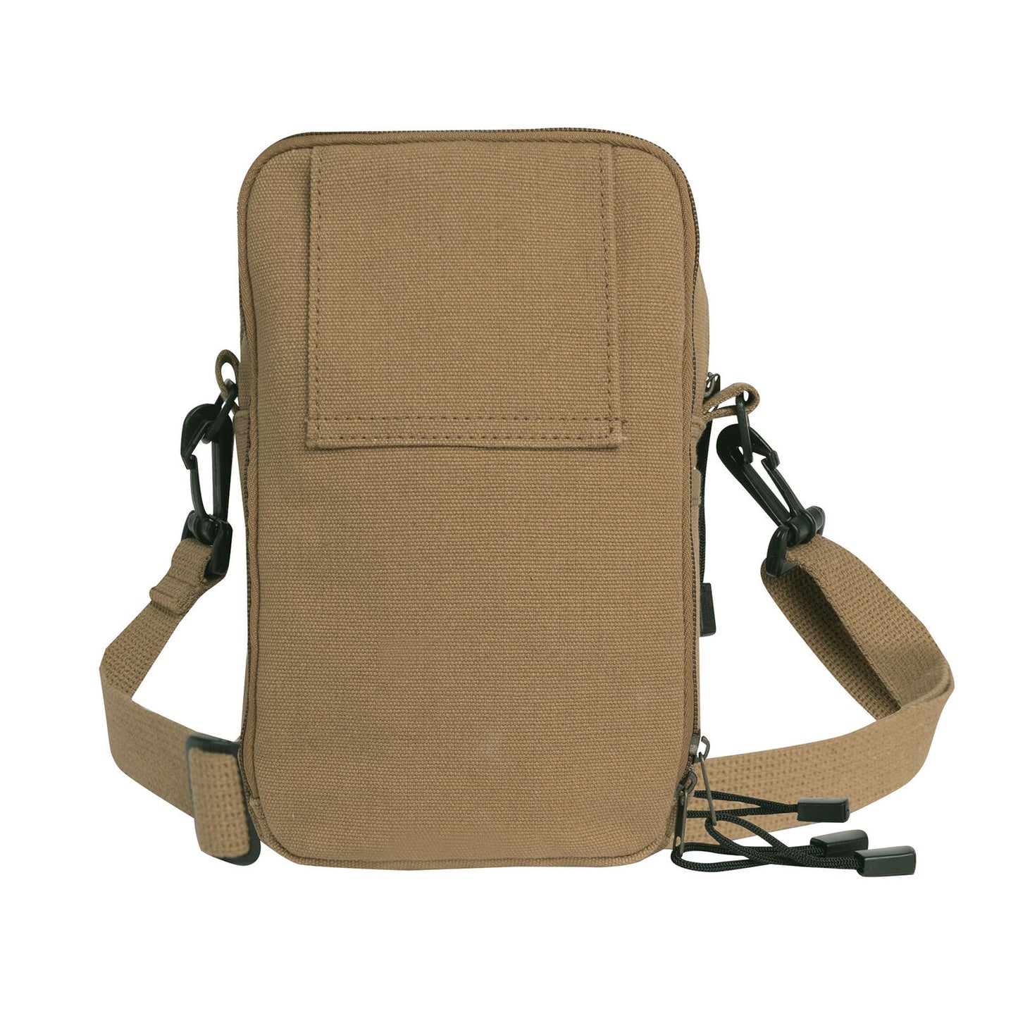 Coyote Brown Heavyweight Canvas Passport Travel Pouch Shoulder Bag 9"x7"x4"