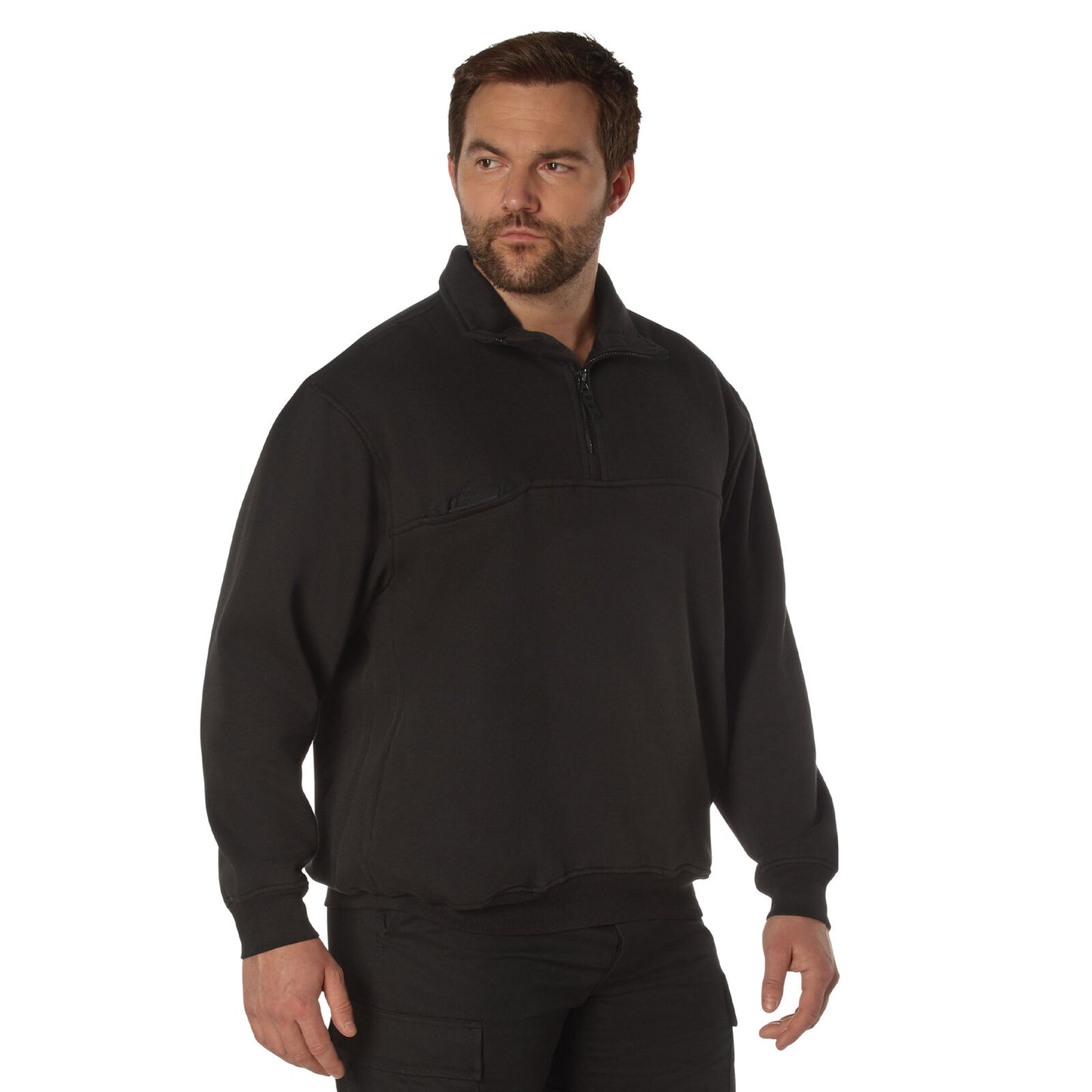 Black Quarter Zip Job Shirt Firefighter EMS Heavy Duty Professional Workwear