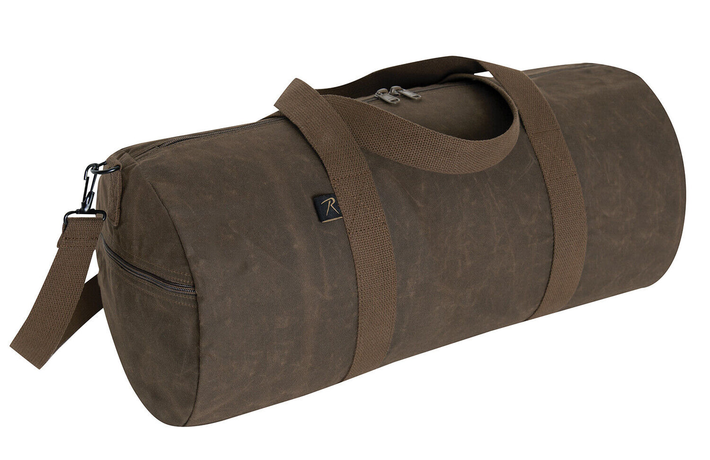 Waxed Canvas Shoulder Duffle Bag 24"x12" Unisex Travel & Gear Bag Olive or Brown