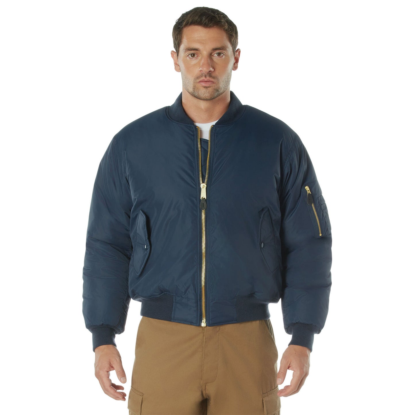 Navy Blue Enhanced Nylon MA-1 Flight Jacket Reversible Bomber