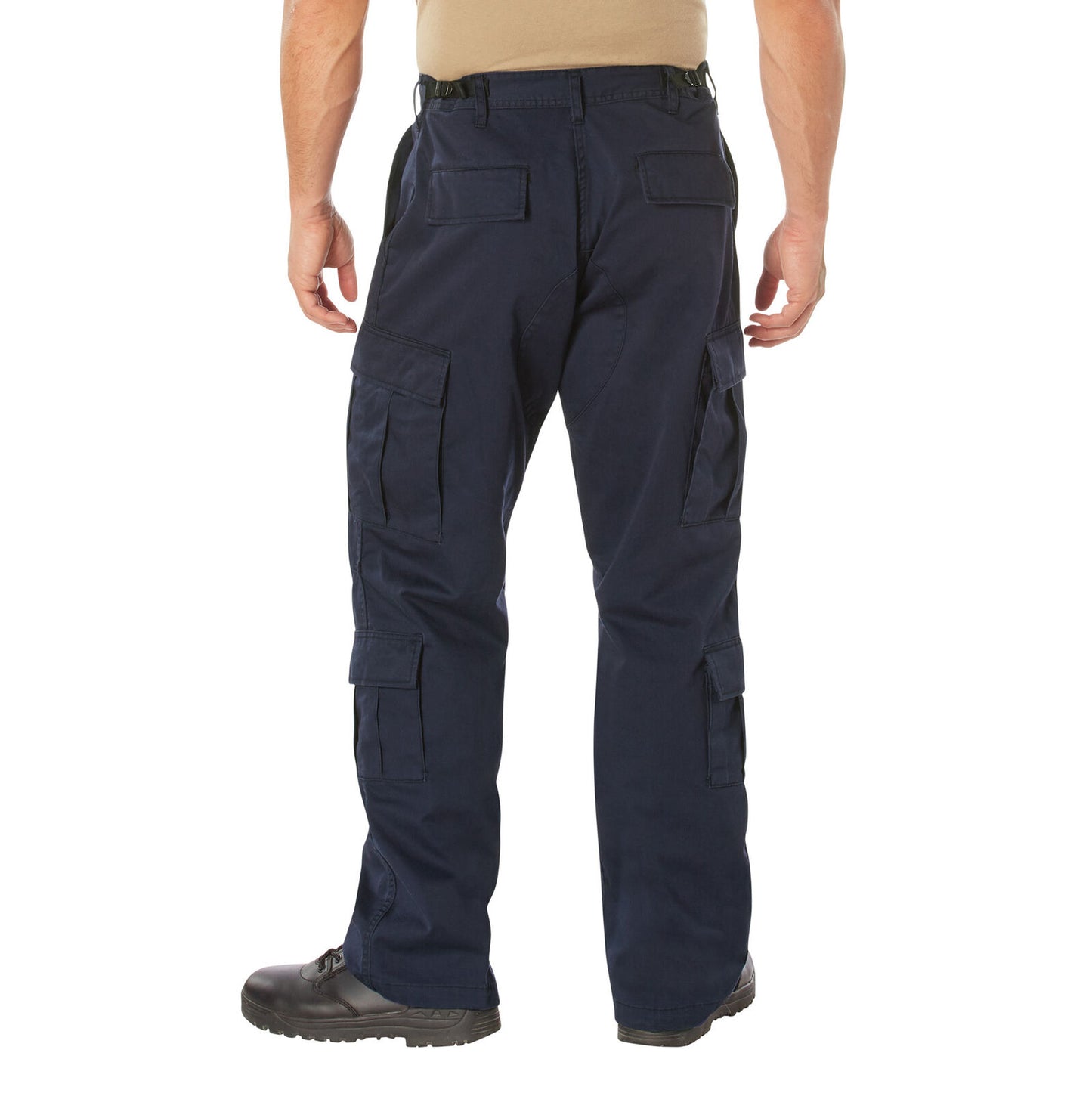 Navy Blue Men's Vintage Paratrooper Cargo Fatigue Pants Button Waist Zipper Fly