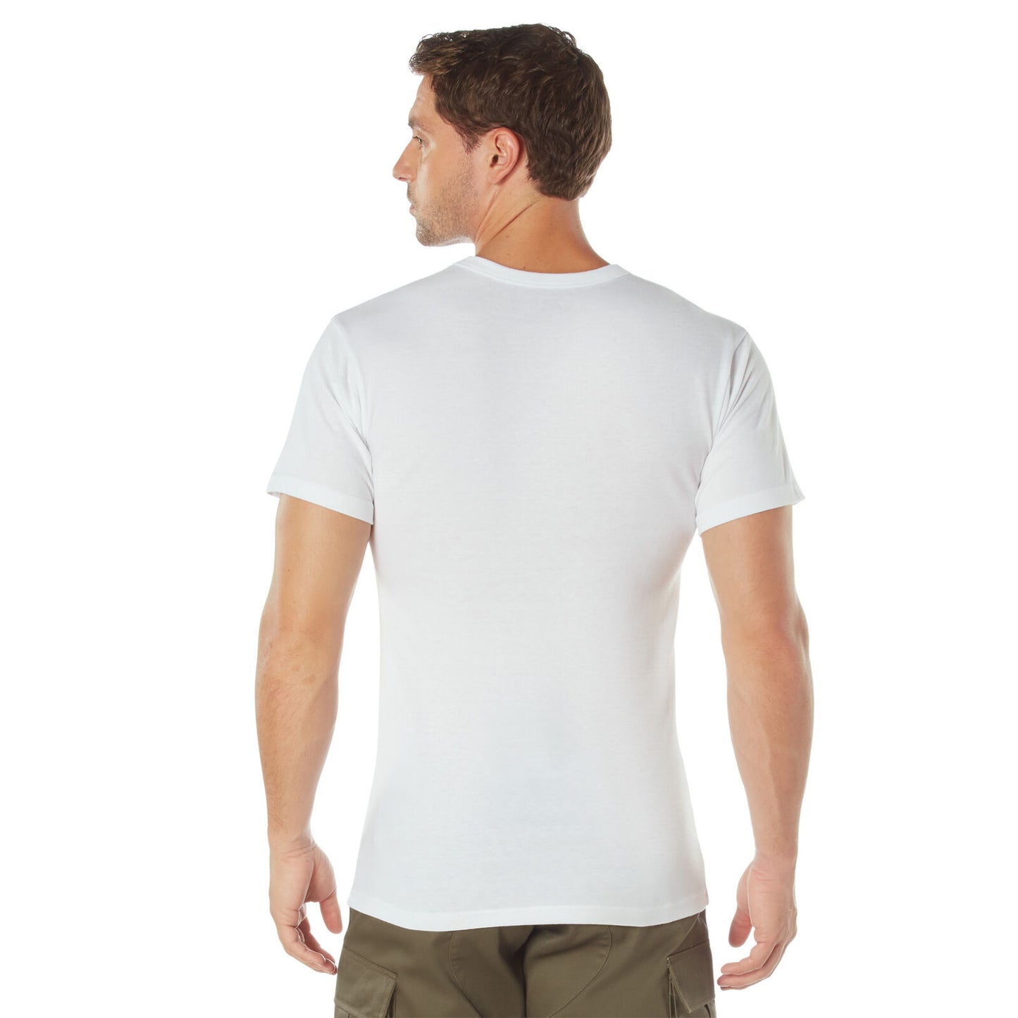 White Solid Color T-Shirt Poly Cotton Blend Men's Standard Fit Work Wear Tee