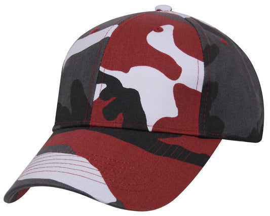 Red Camo Supreme Baseball Cap With Adjustbale Hook & Loop Strap Mid Profile Hat