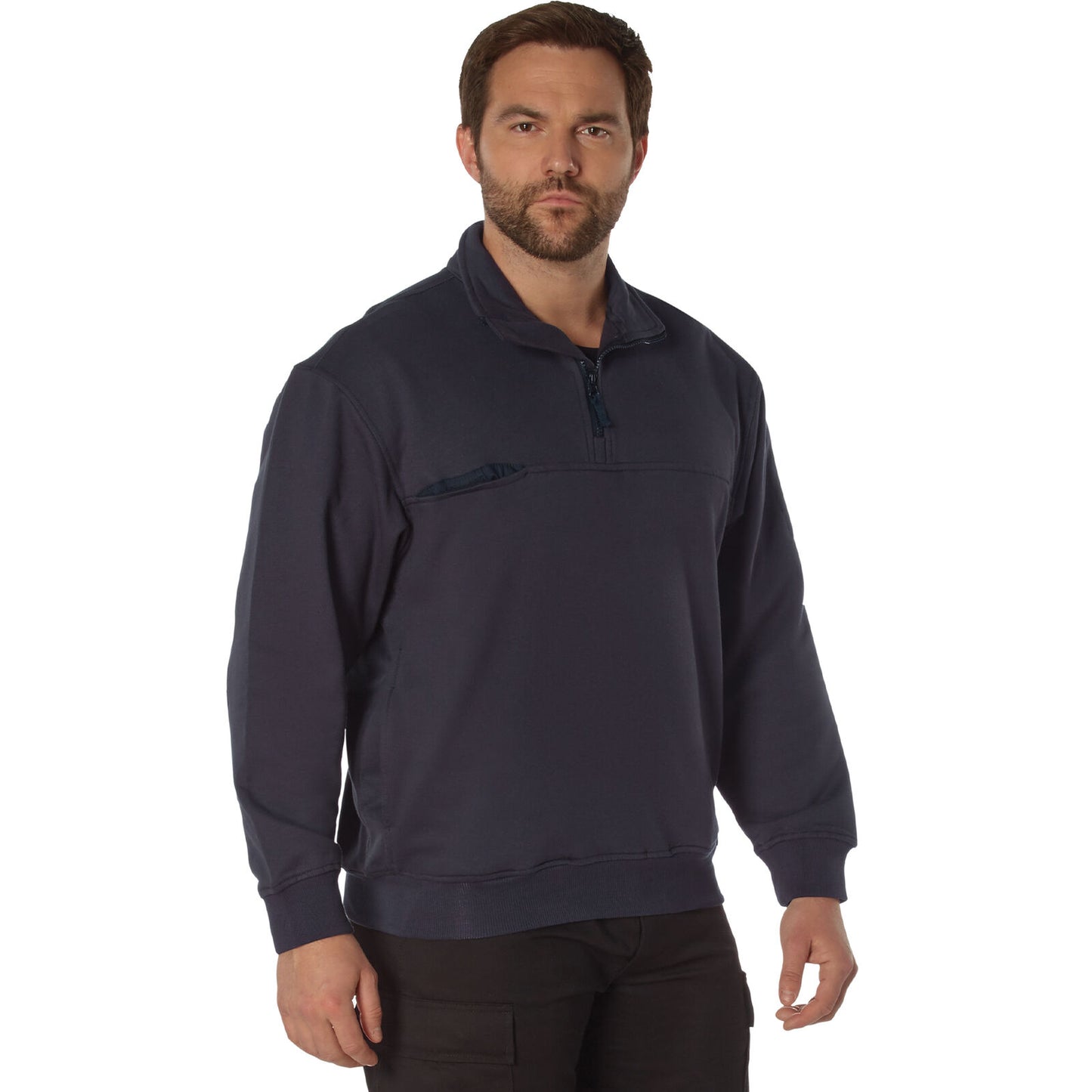 Navy Blue Quarter Zip Job Shirt Firefighter EMS Professional Rugged Workwear