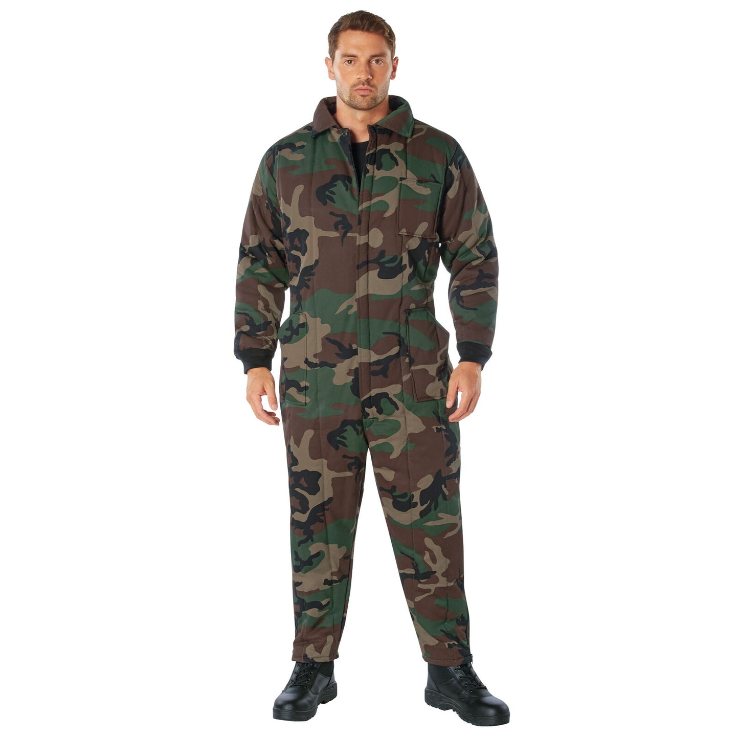 Woodland Camo Insulated Twill Coveralls - Warm Poly Fiberfill Insulation