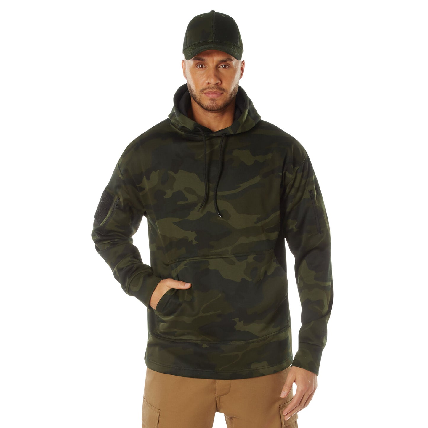 Concealed Carry Midnight Woodland Camo Hoodie Tactical Sweatshirt