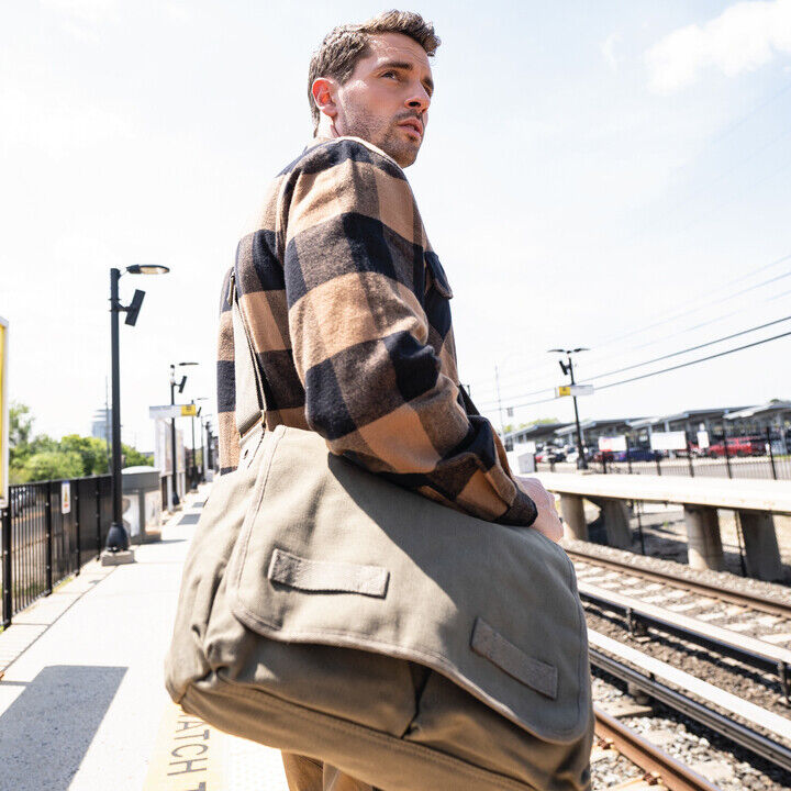 Coyote Brown Classic Canvas Messenger Bag Shoulder Style Work & Travel Bag