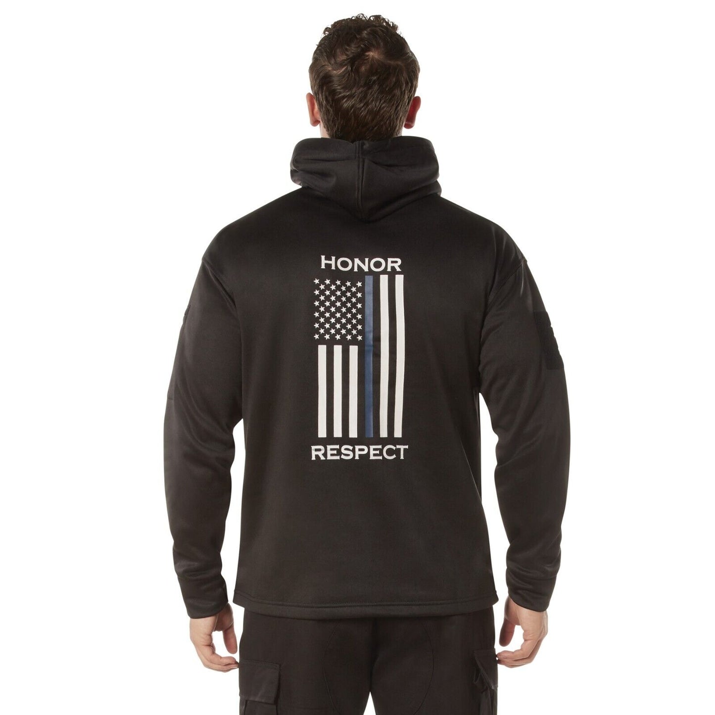 Rothco Men's Honor and Respect Thin Blue Line Black Concealed Carry Hoodie