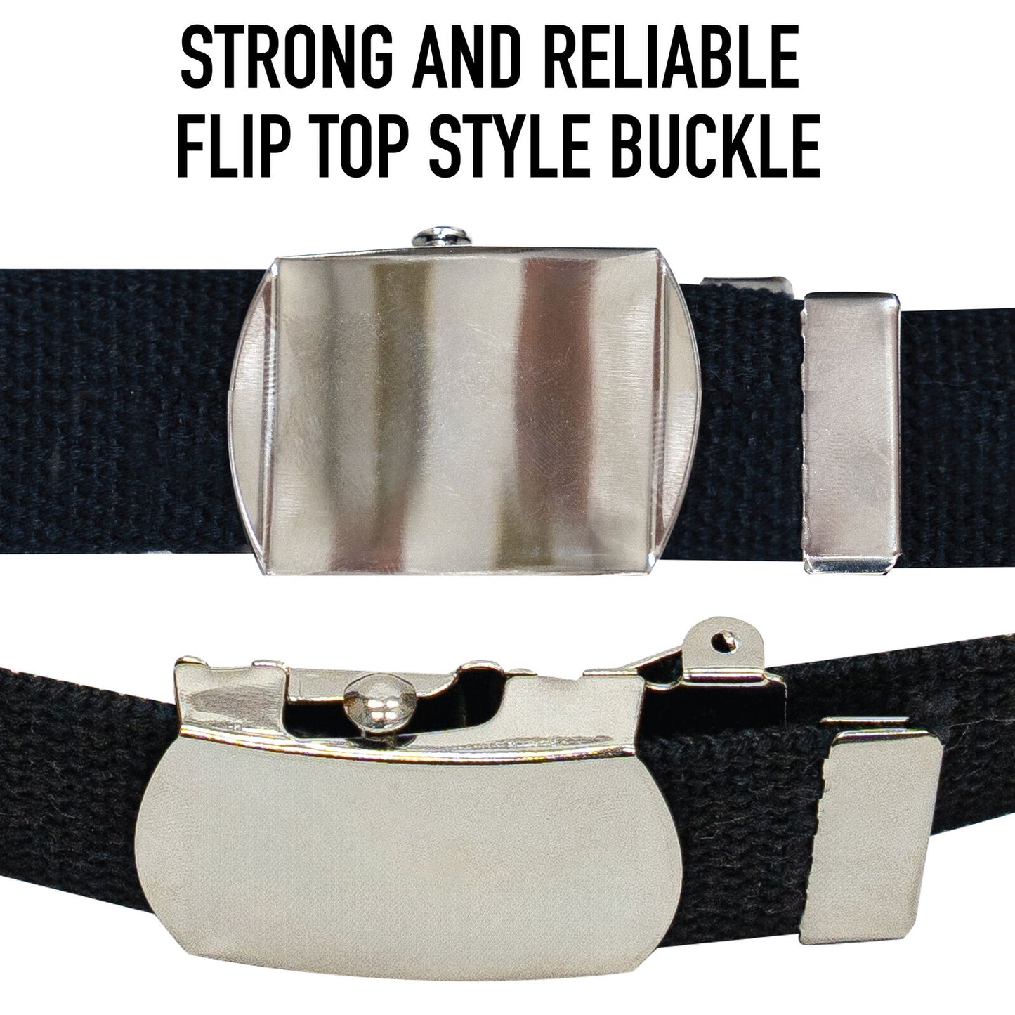 44" Web Belt 3-Pack -  Black Navy Blue and Khaki 100% Cotton