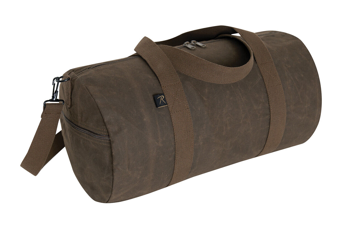 Waxed Canvas Shoulder Duffle Bag 19"x9" Unisex Travel & Gear Bag Olive or Brown