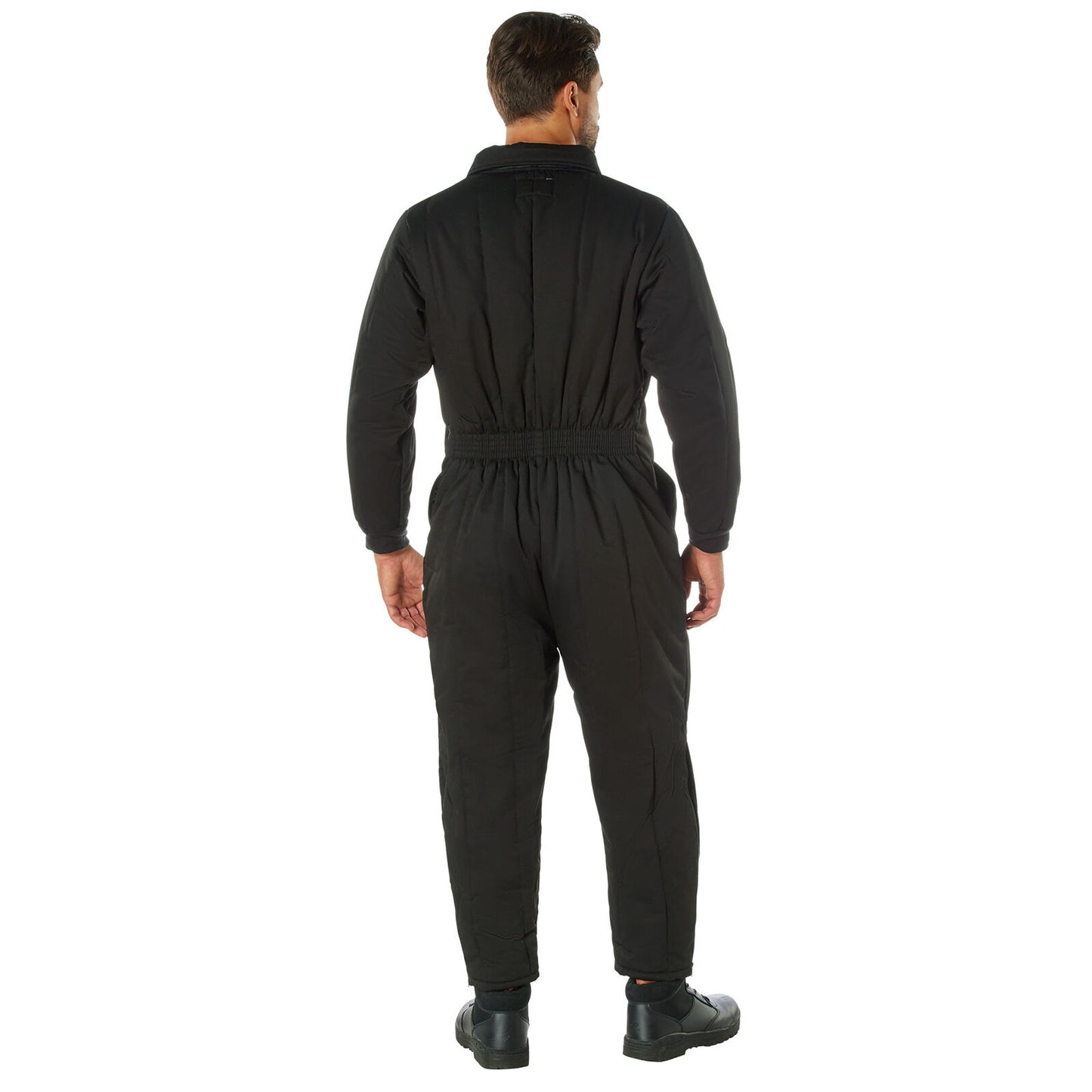 Black Insulated Twill Coveralls - Warm Poly Fiberfill Insulation Winter Jumpsuit