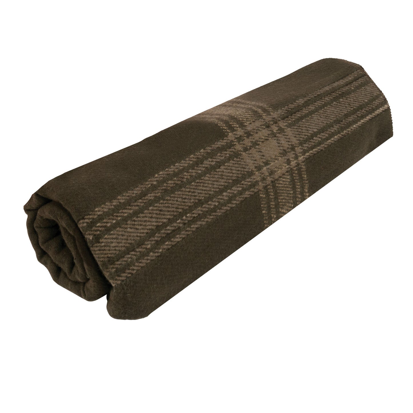 Brown and Tan Striped Outdoor Wool Blend Blanket - Camping Picnic Throw Blanket