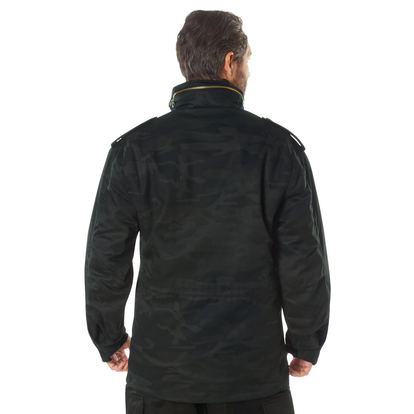 Midnight Black Camo M-65 Field Jacket With Removable Quilted Liner Tactical Coat