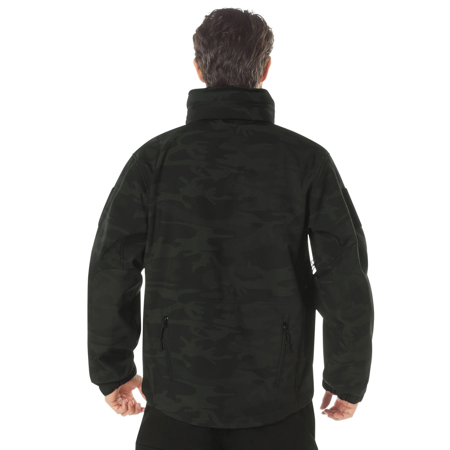 Midnight Black Camo Special Ops Soft Shell Jacket Tactical Waterproof Coat