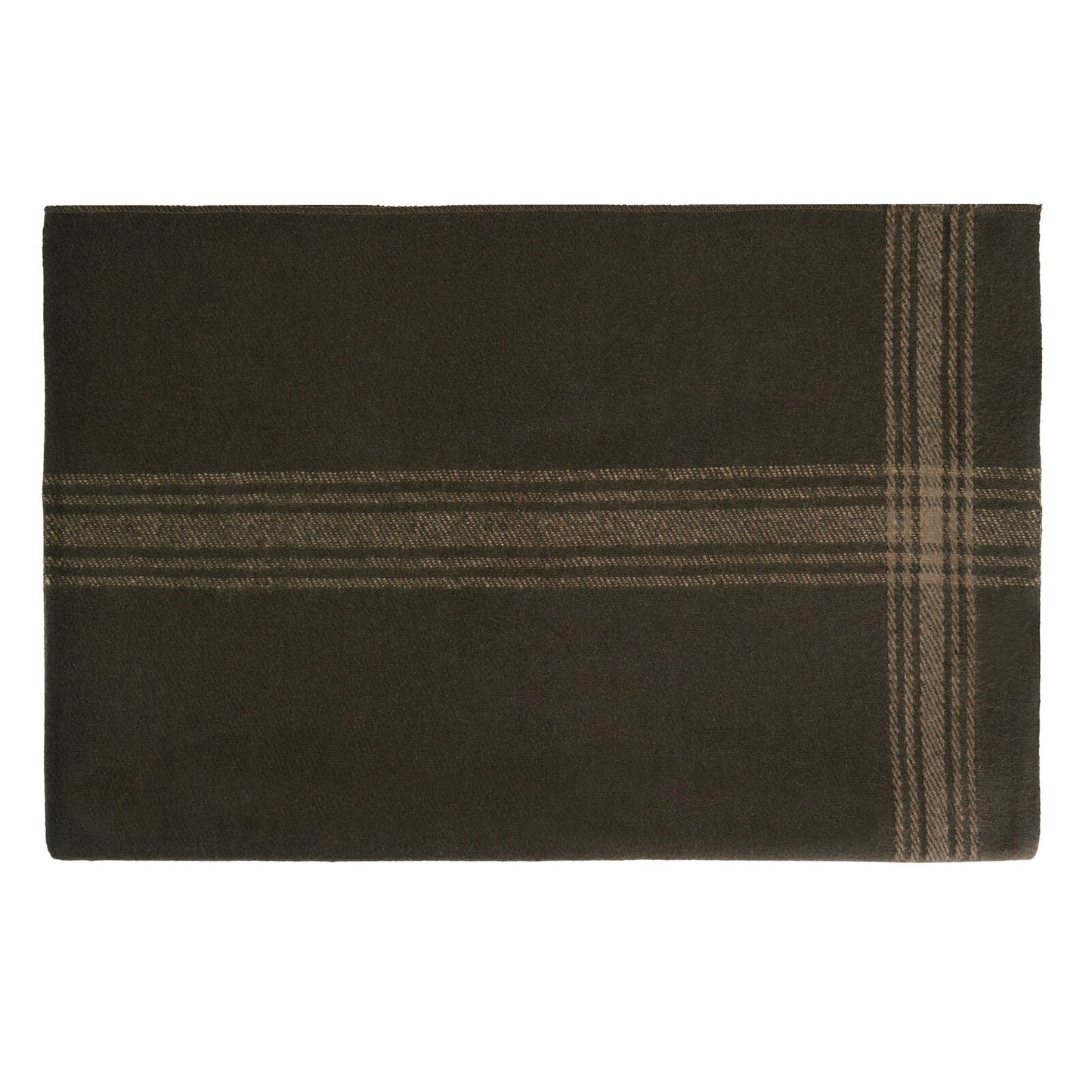 Brown and Tan Striped Outdoor Wool Blend Blanket - Camping Picnic Throw Blanket