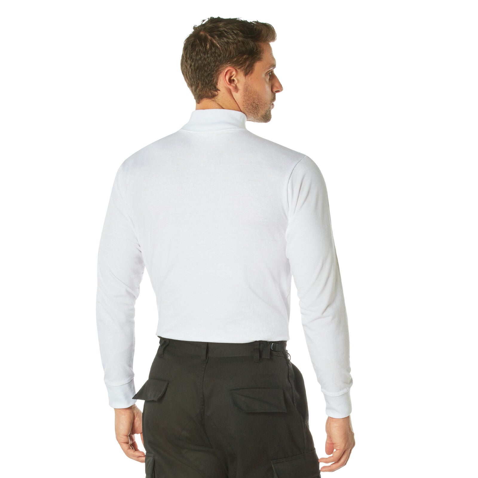 Men s Long Sleeve White Mock Turtleneck Law Enforcement Public Safety Grunt Force