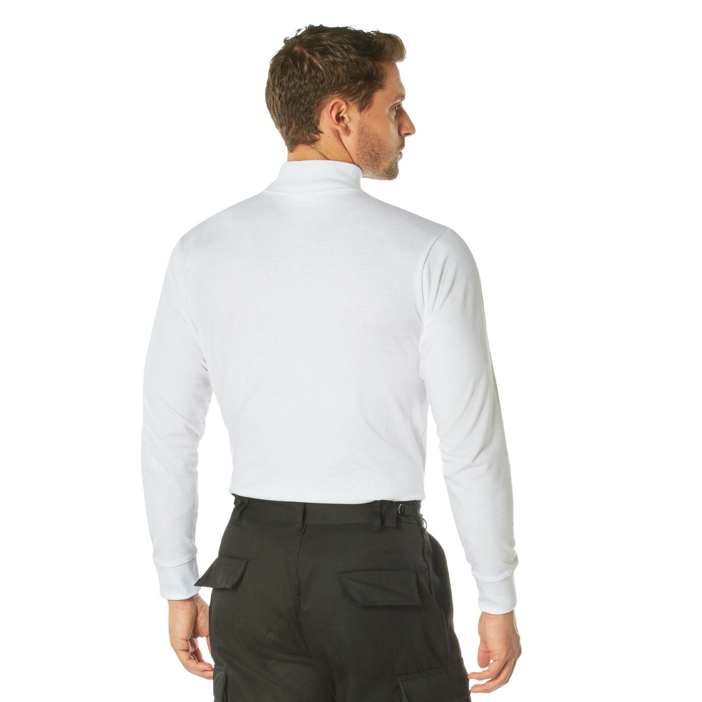 Men's Long Sleeve White Mock Turtleneck Law Enforcement Public Safety Duty Shirt