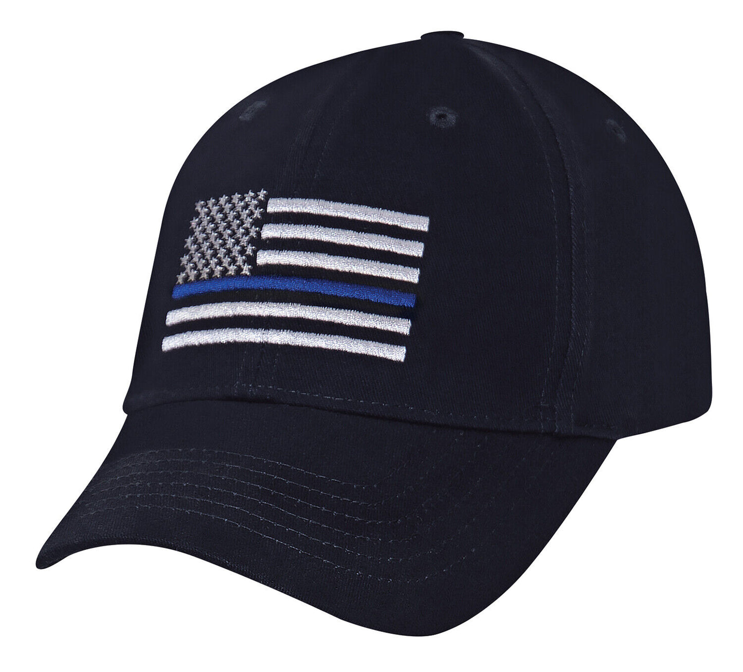 Navy Blue Baseball Cap With Thin Blue Line Flag Mid Profile Adjustable TBL Hat