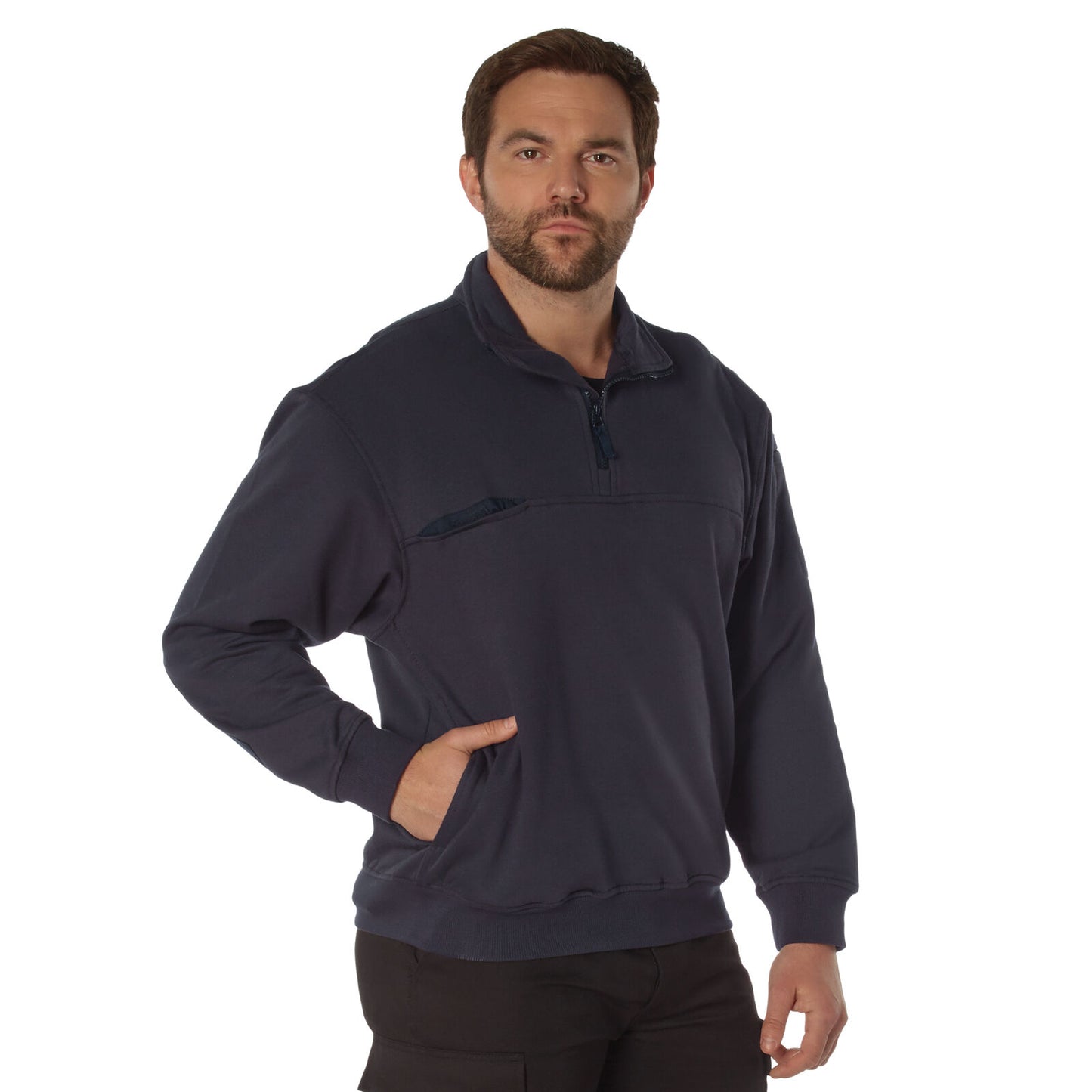 Navy Blue Quarter Zip Job Shirt Firefighter EMS Professional Rugged Workwear