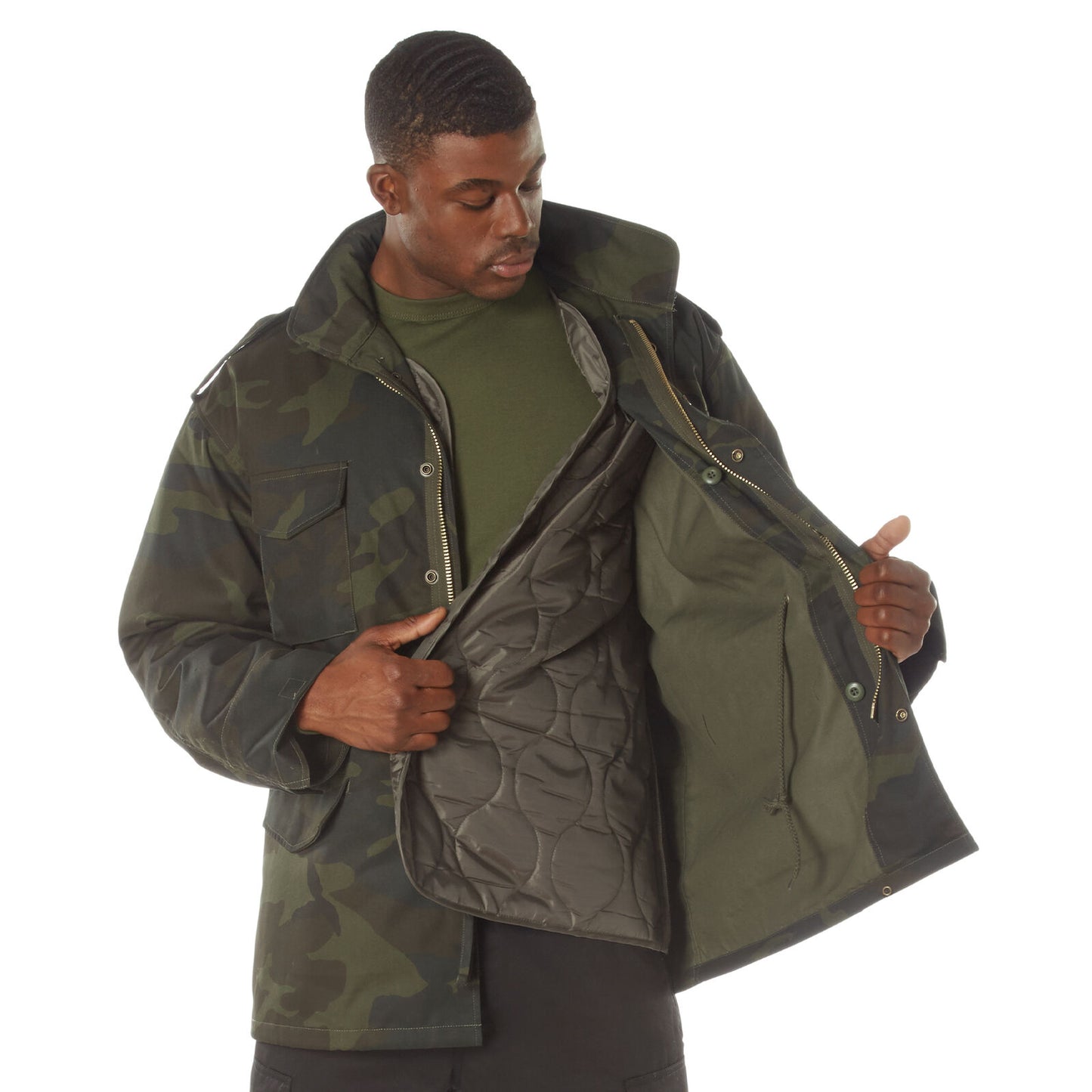 Midnight Woodland Camo M-65 Field Jacket Tactical Coat With Removable Liner