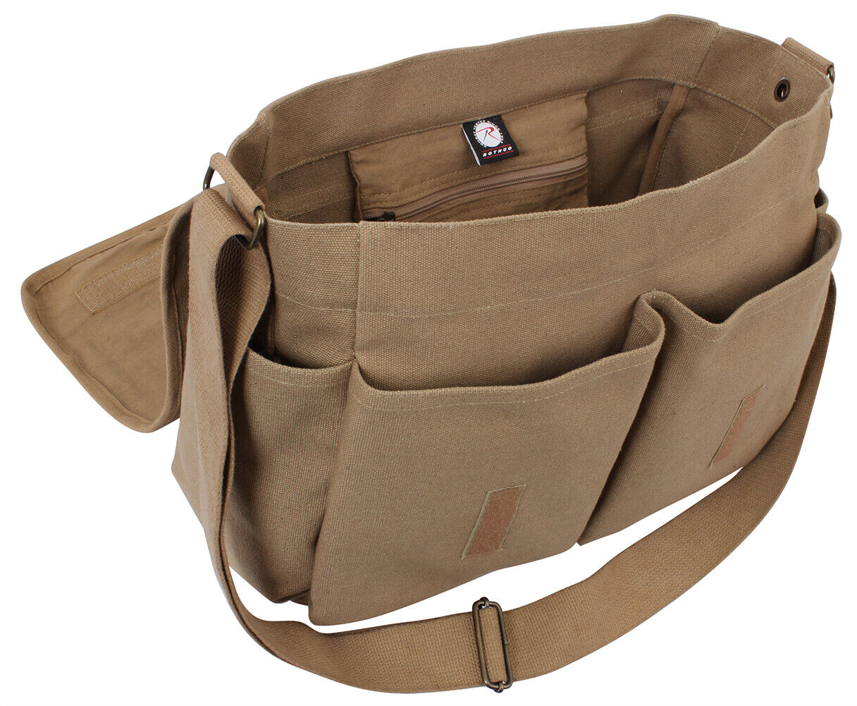 Coyote Brown Classic Canvas Messenger Bag Shoulder Style Work & Travel Bag