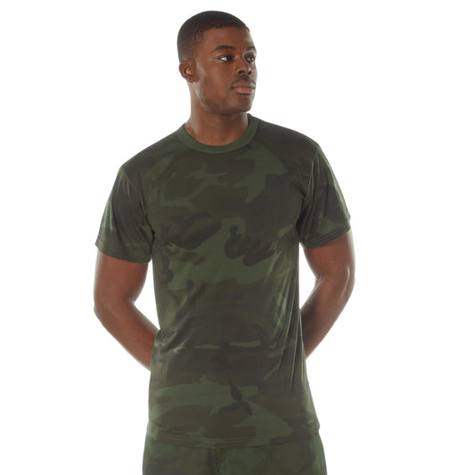 Men's Midnight Woodland Camo Camouflage Moisture Wicking T-Shirt