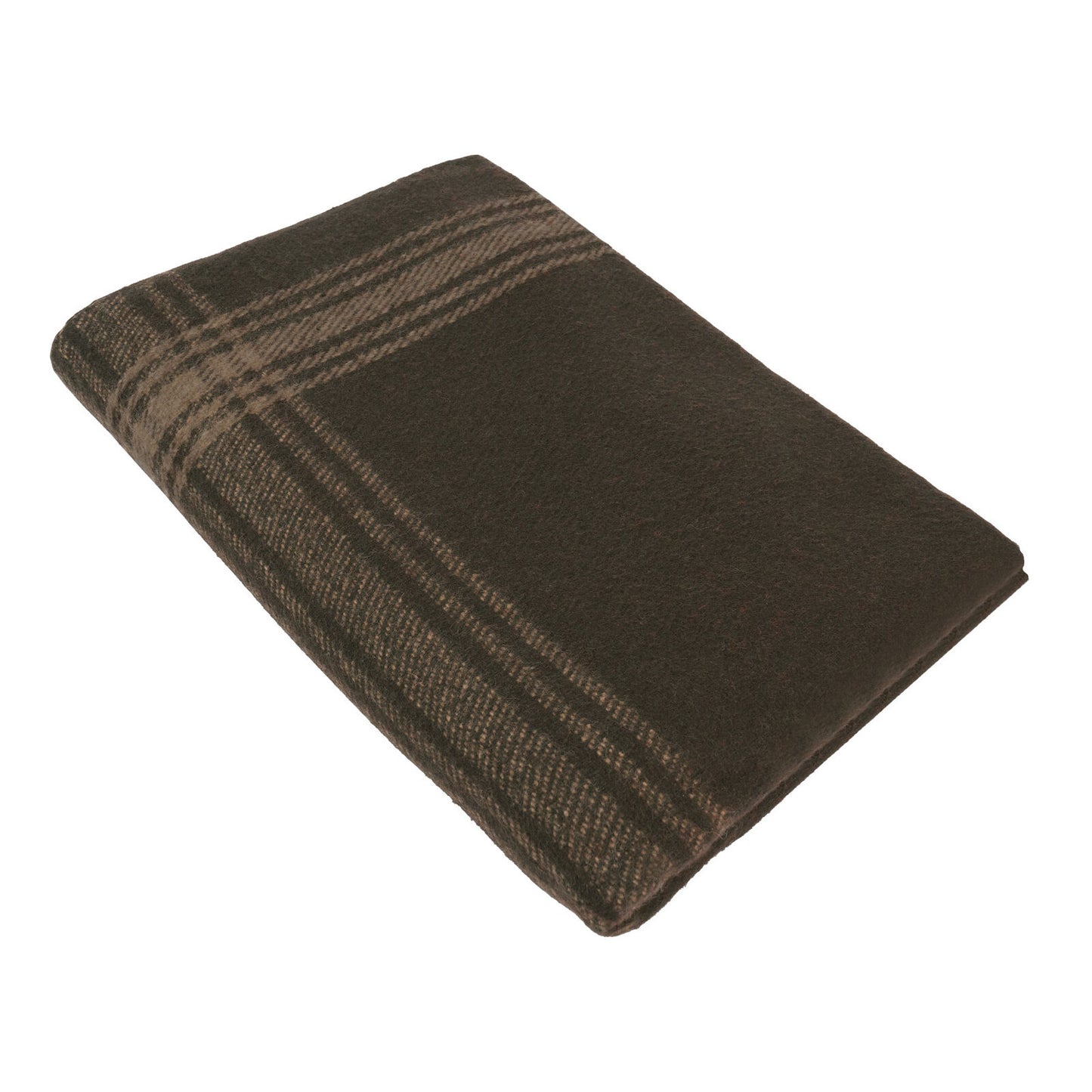 Brown and Tan Striped Outdoor Wool Blend Blanket - Camping Picnic Throw Blanket