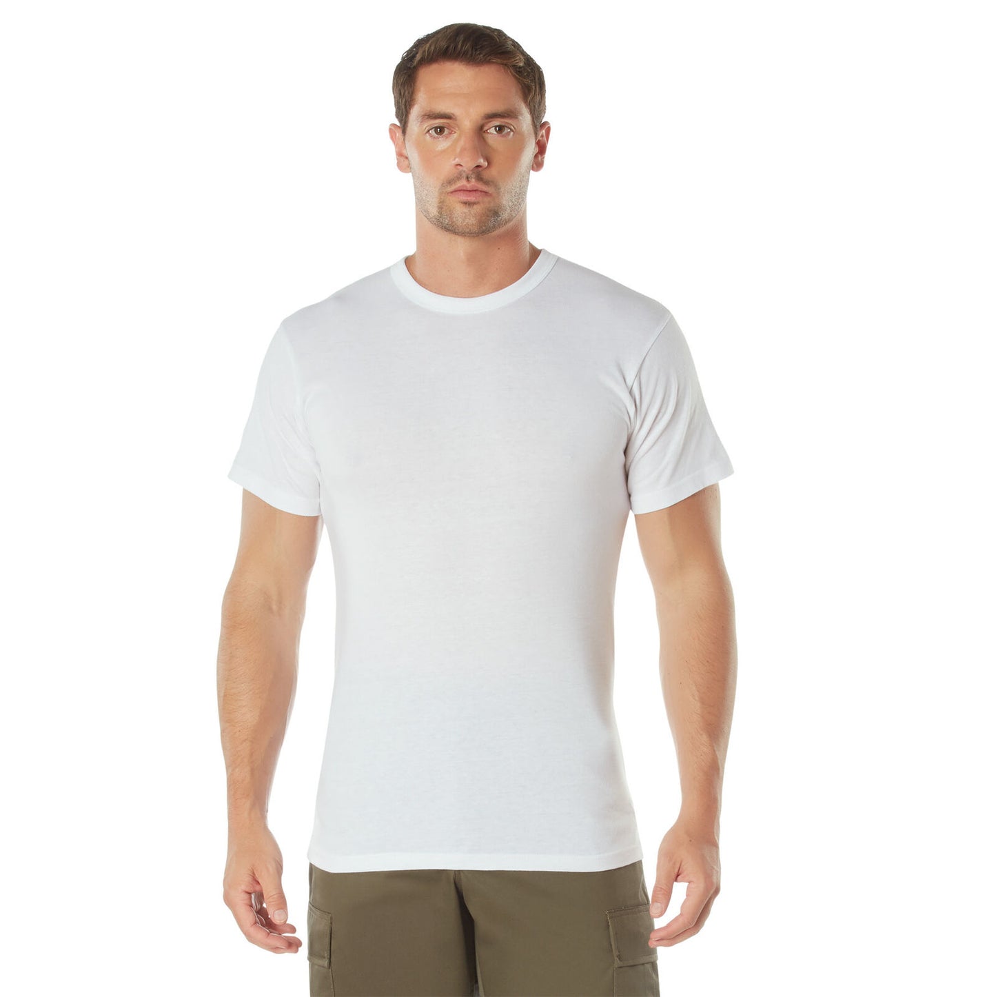 White Solid Color T-Shirt Poly Cotton Blend Men's Standard Fit Work Wear Tee