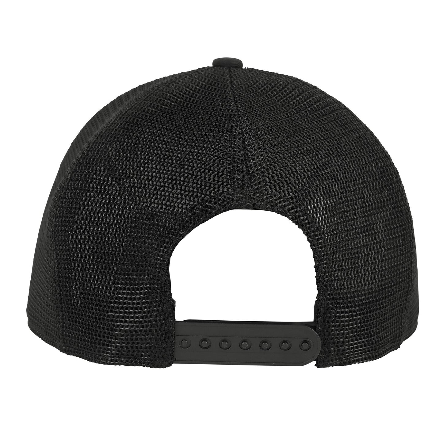 Mesh Back Midnight Black Camo Trucker Cap With Adjustable Strap and Flat Brim