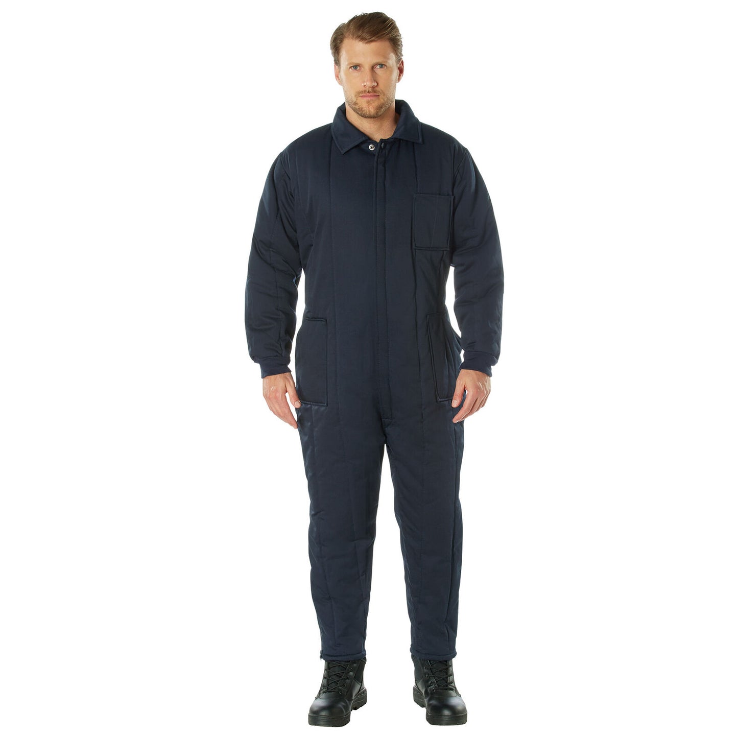 Navy Blue Insulated Twill Coveralls - Warm Poly Fiberfill Insulation