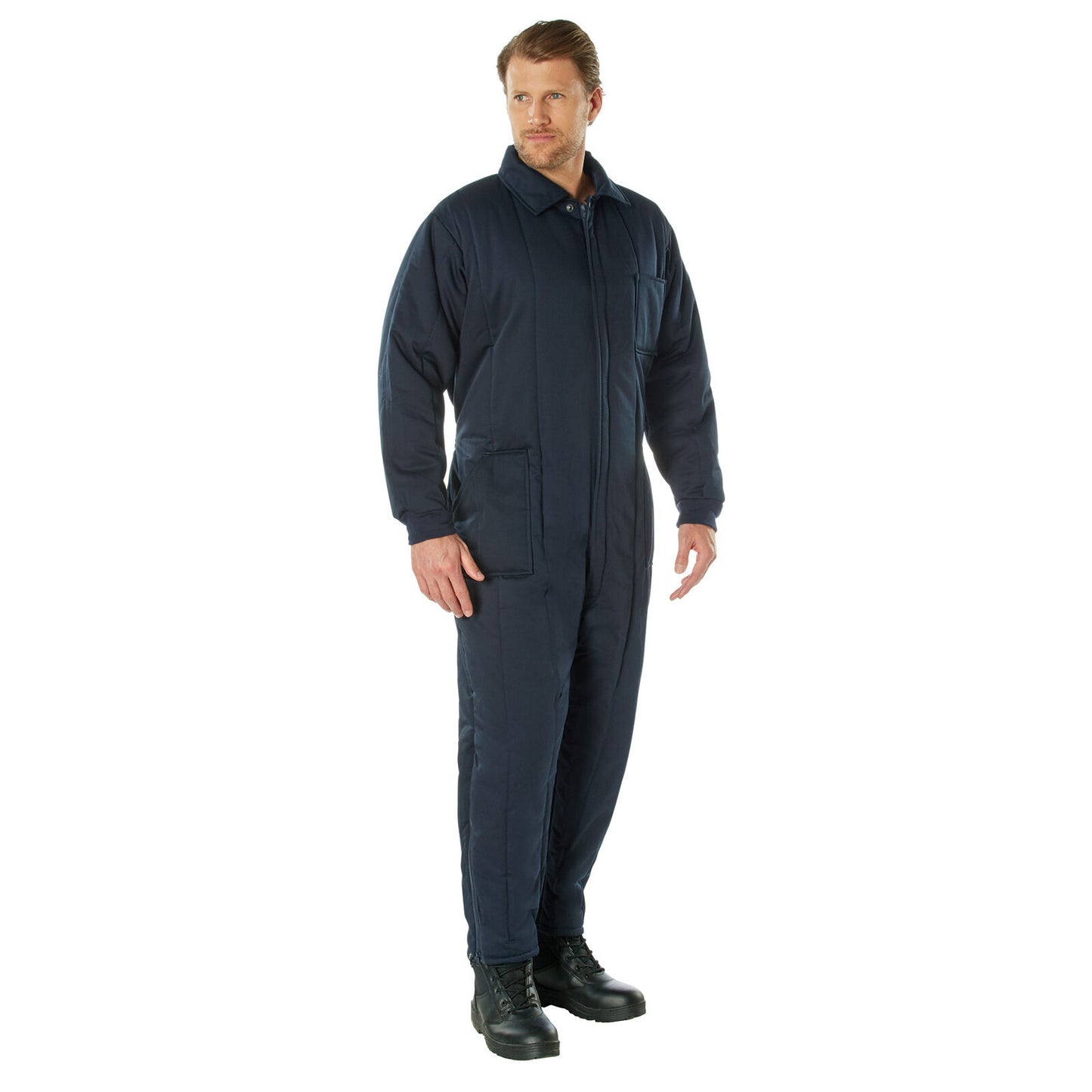 Navy Blue Insulated Twill Coveralls - Warm Poly Fiberfill Insulation