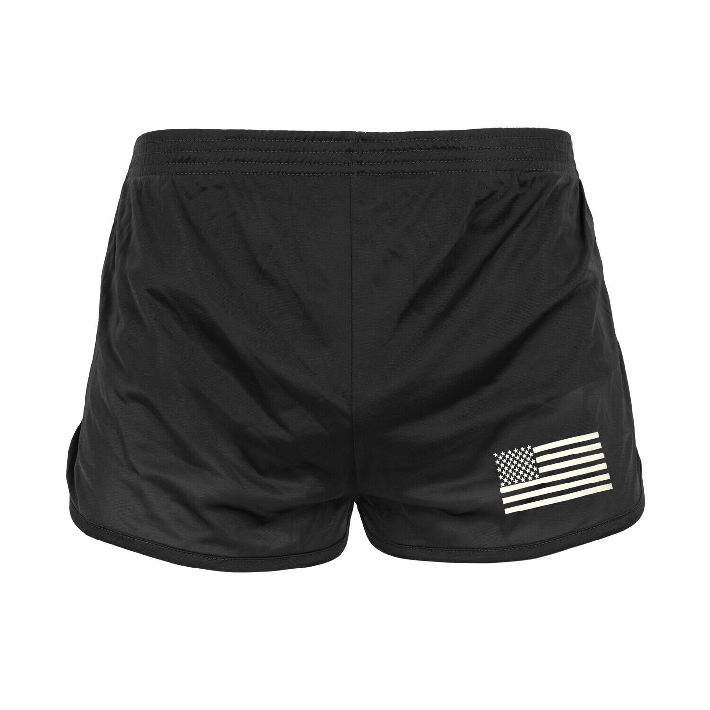 Men's Black Nylon Gym Shorts With US Flag Army Ranger PT Training Shorts