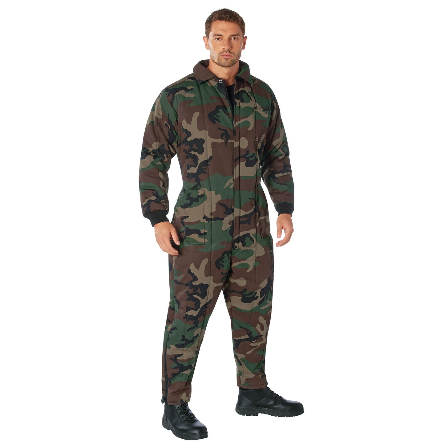 Woodland Camo Insulated Twill Coveralls - Warm Poly Fiberfill Insulation