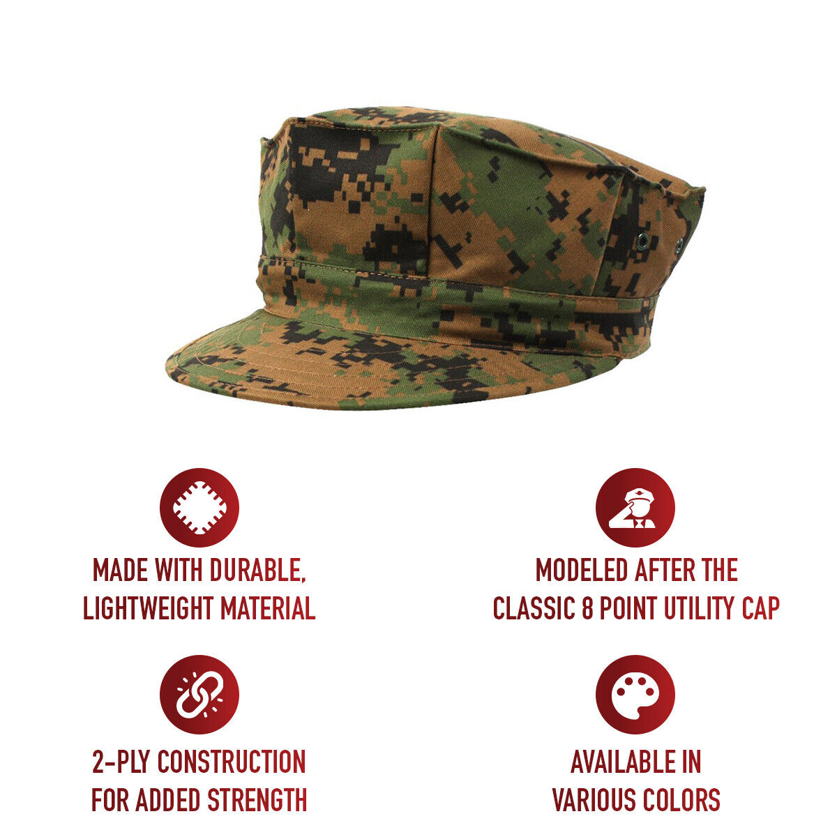 Woodland Digital Camo 8 Point Cap Marine Corps Style Utility Hat