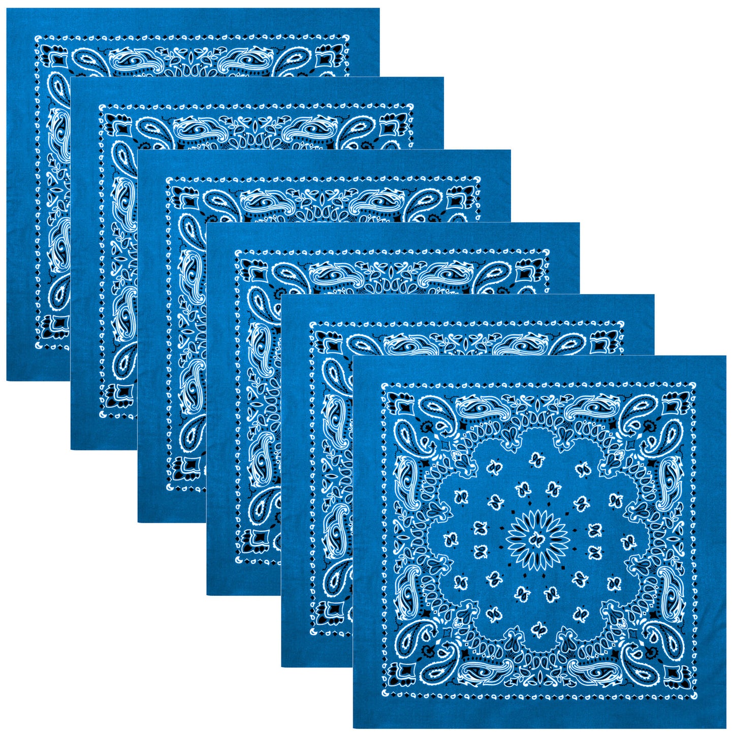 Royal Blue Trainmen Paisley Bandana 6-Pack Extra Large Head & Face Wrap 27"x27"