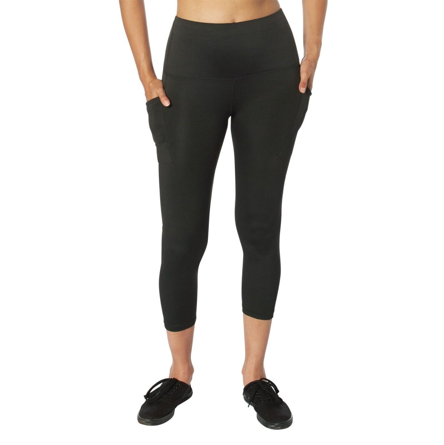 Women's Essential Waist High Leggings with Pockets Form Fitting Poly Spandex