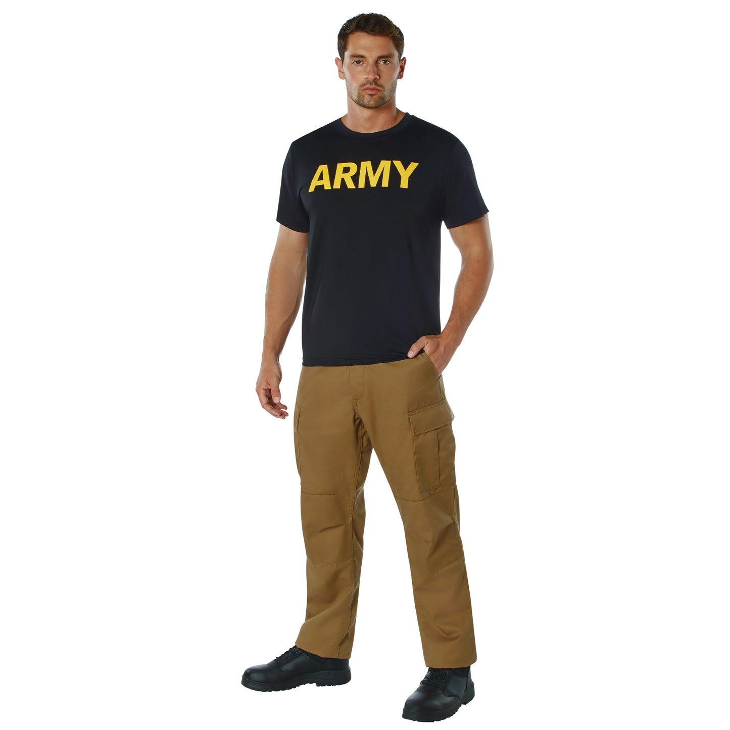 Black Army T-Shirt With Gold Army Print