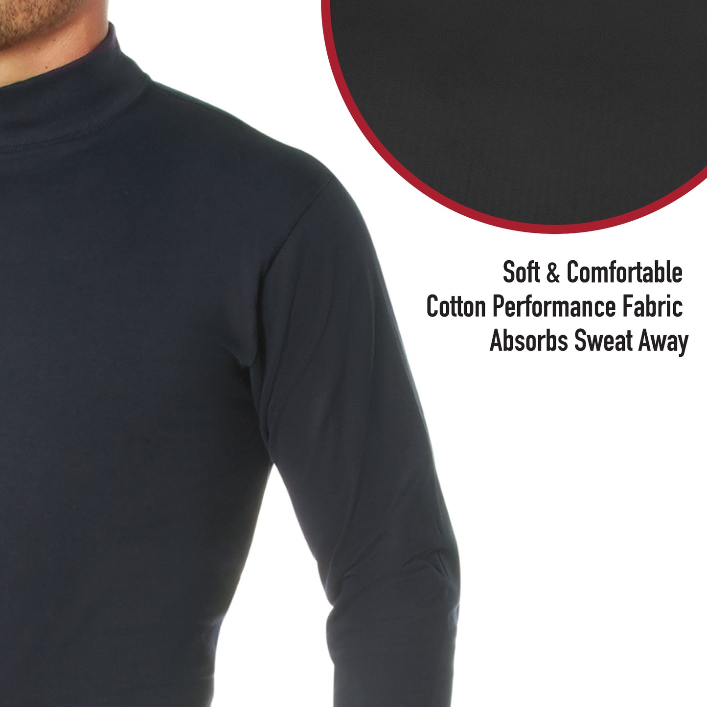 Men's Mock Turtleneck Shirt Comfort Fit Uniform Long Sleeve