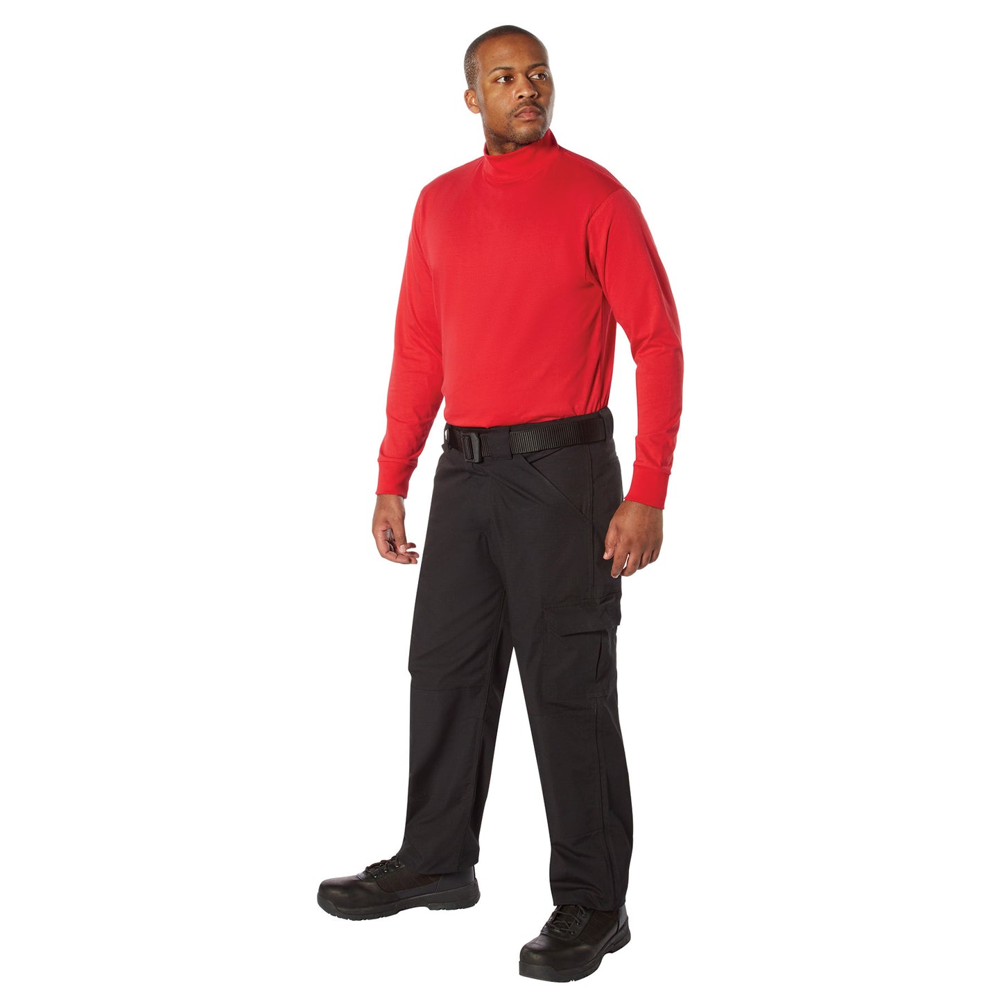 Men's Mock Turtleneck Shirt Comfort Fit Uniform Long Sleeve