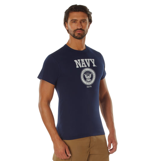 Mens USA Navy Emblem Tee Shirt - Rothco Dark Blue US NAVY TShirts