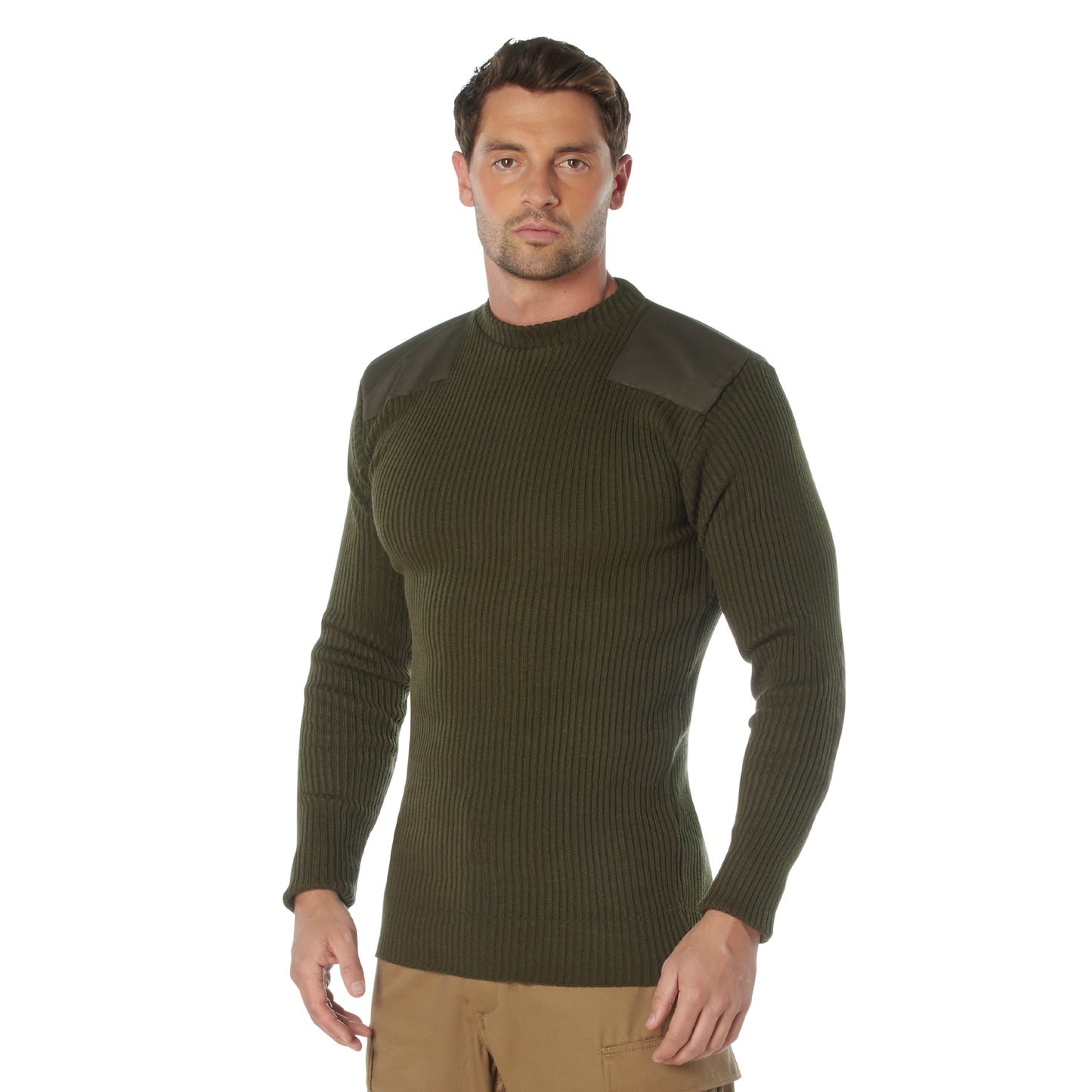 Commando Sweater GI Type Acrylic Sweaters Shoulder & Elbow Patch