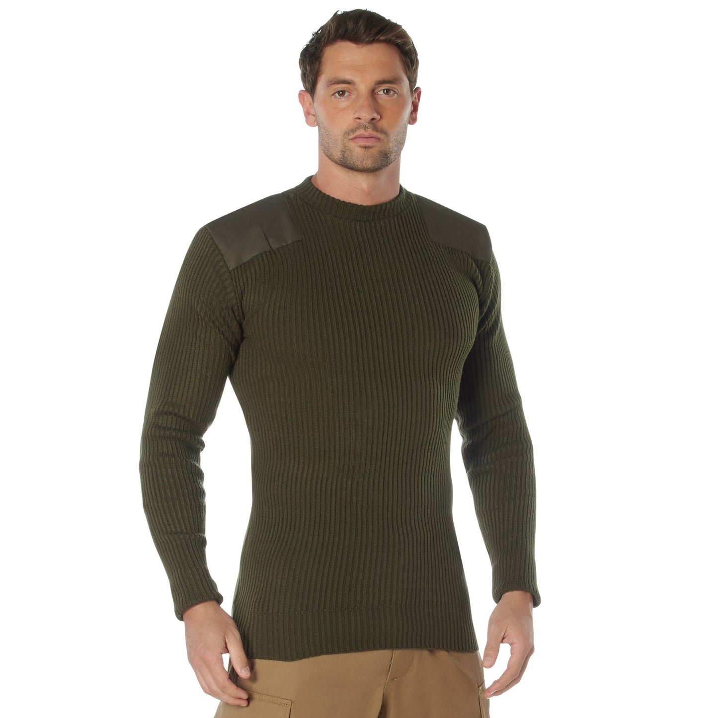 Commando Sweater GI Type Acrylic Sweaters Shoulder & Elbow Patch