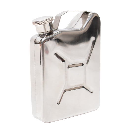 Stainless Steel Jerry Can Flask - 6oz Silver Metallic G.I. Gas Can Flasks