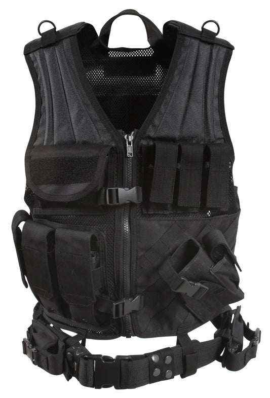 Rothco Black Oversized Cross-Draw Tactical Vest MOLLE Law Enforcement Vests