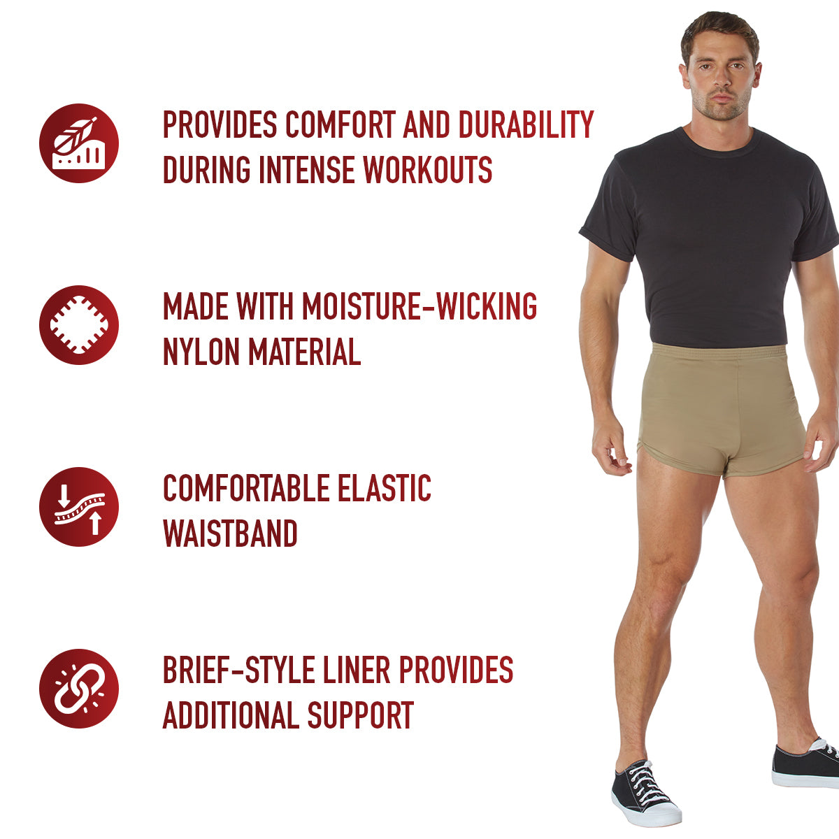 AR 670-1 Coyote Brown GI Style Lightweight Physical Training PT Shorts