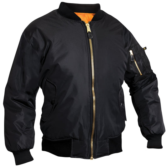 Women's MA-1 Flight Jacket - Black with Reversible Orange Lining Rothco