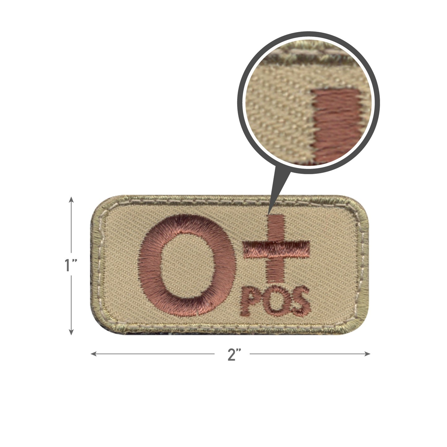 O Postive Blood Type Morale Patch Coyote Brown O+ Hook & Loop Patches 2"x1"