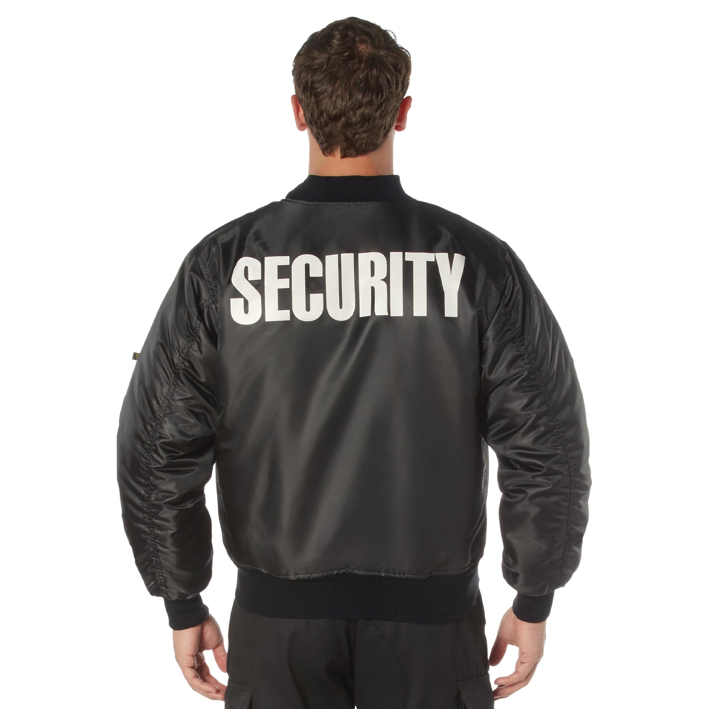 Black Security MA-1 Flight Jacket W/ Reversible Orange Side - Winter Jacket Coat