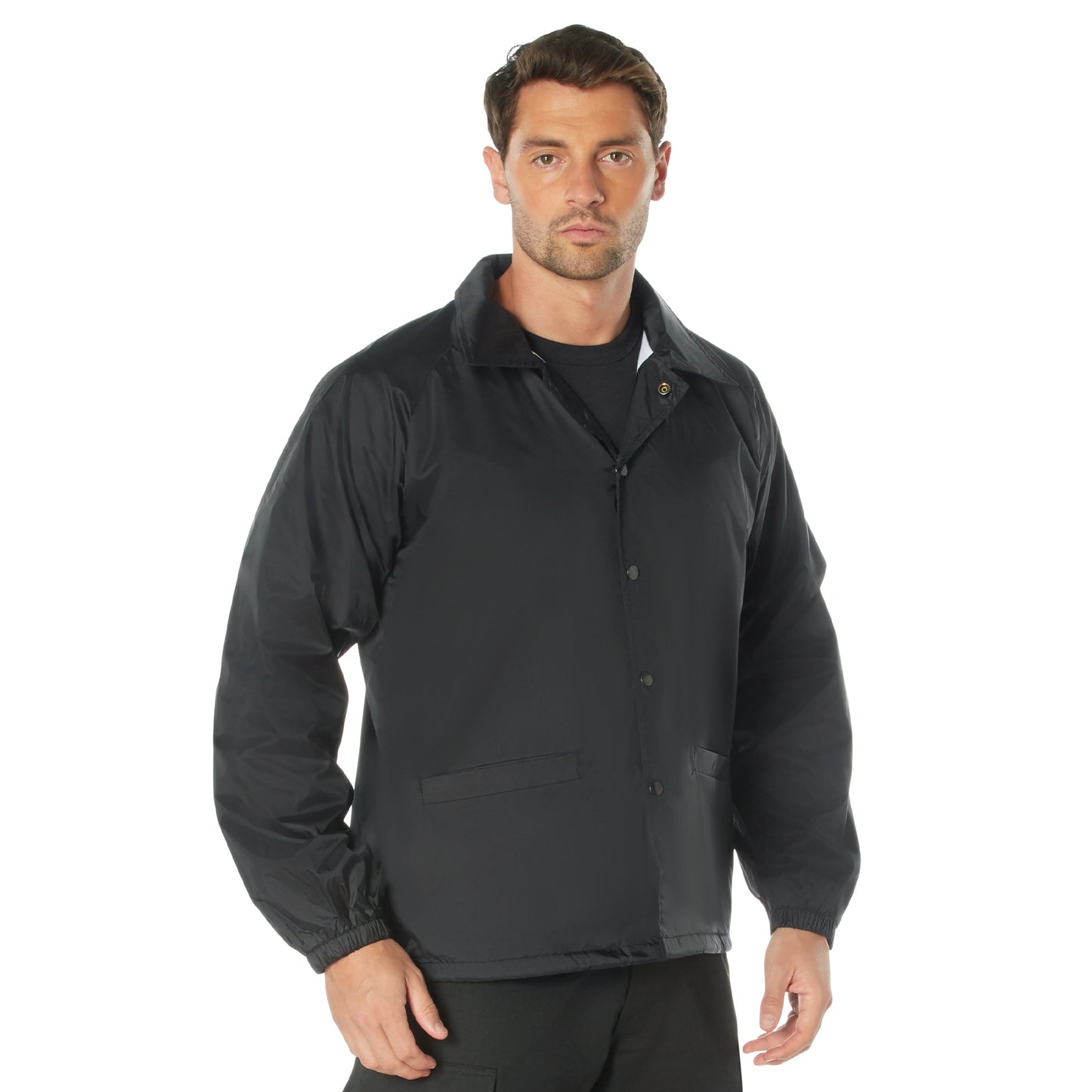 Black Security Coaches Coat - Security Fleece Lined Nylon Jacket