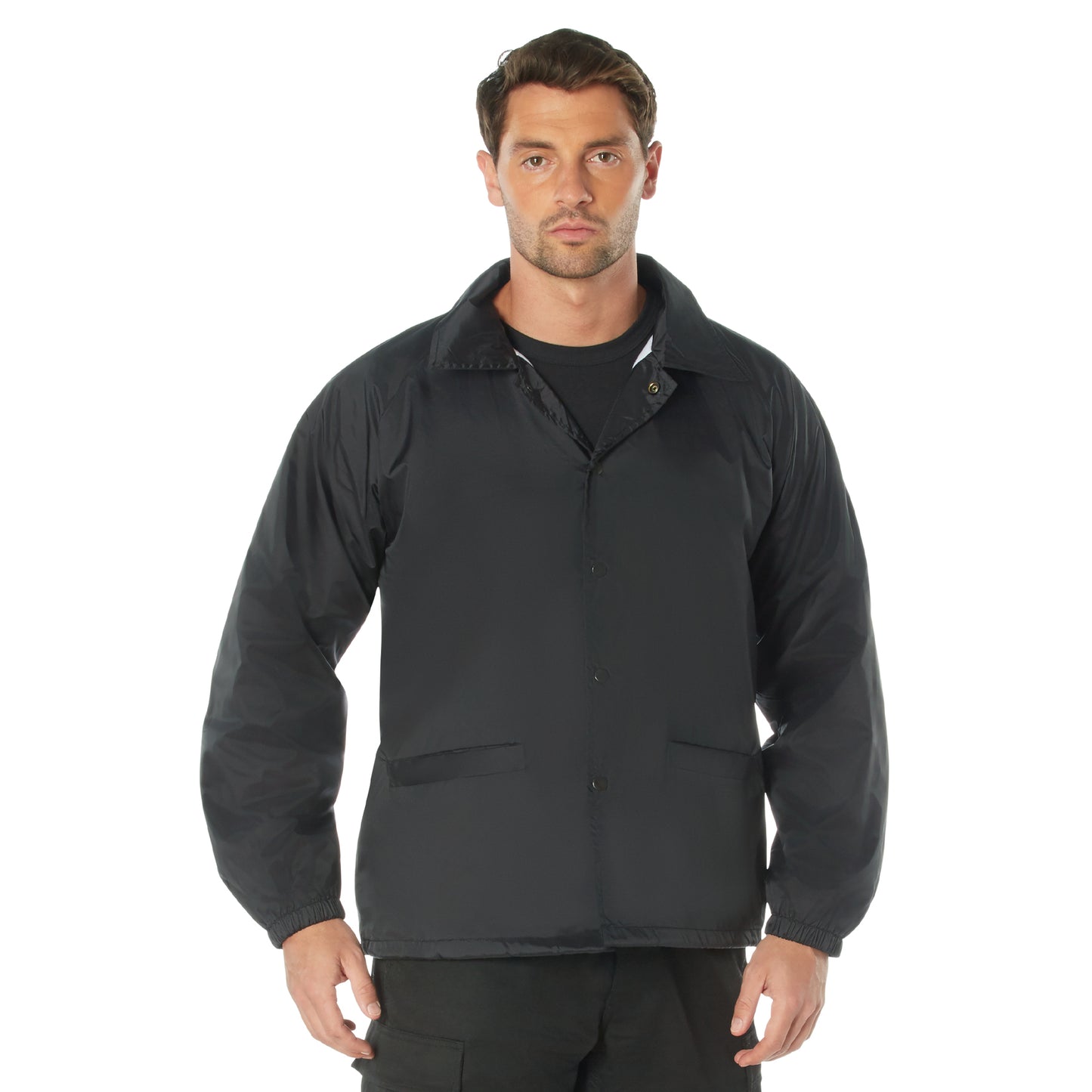 Black Security Coaches Coat - Security Fleece Lined Nylon Jacket